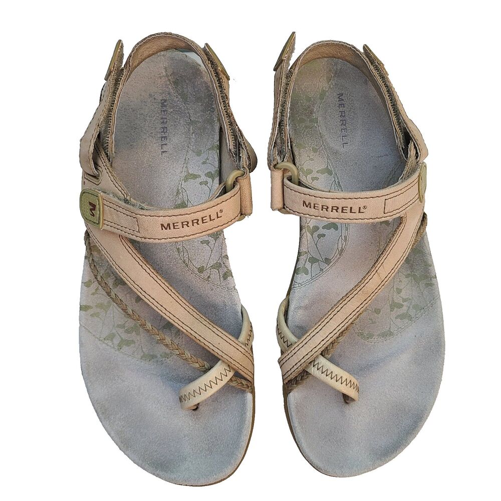 Merrell Siena Tan Leather Strappy Sandals Womens 7 Boho Gorpcore Hiking Granola - Picture 8 of 8
